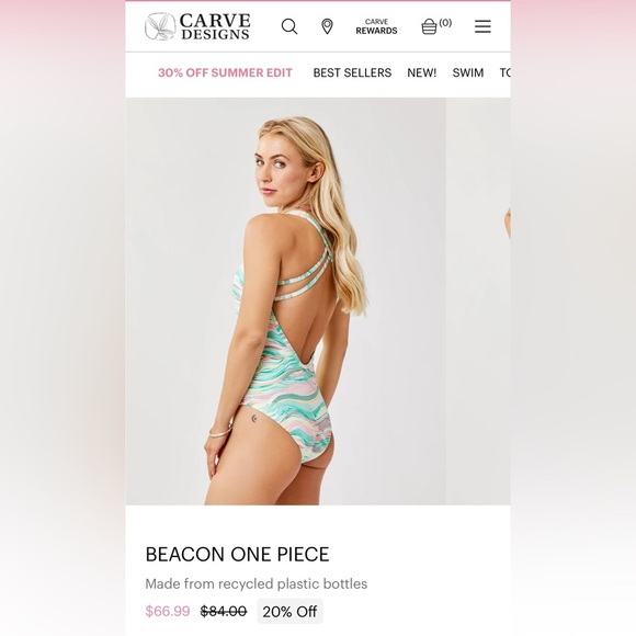 Carve Designs Pink and Green One Piece Swimsuit - Picture 2 of 7